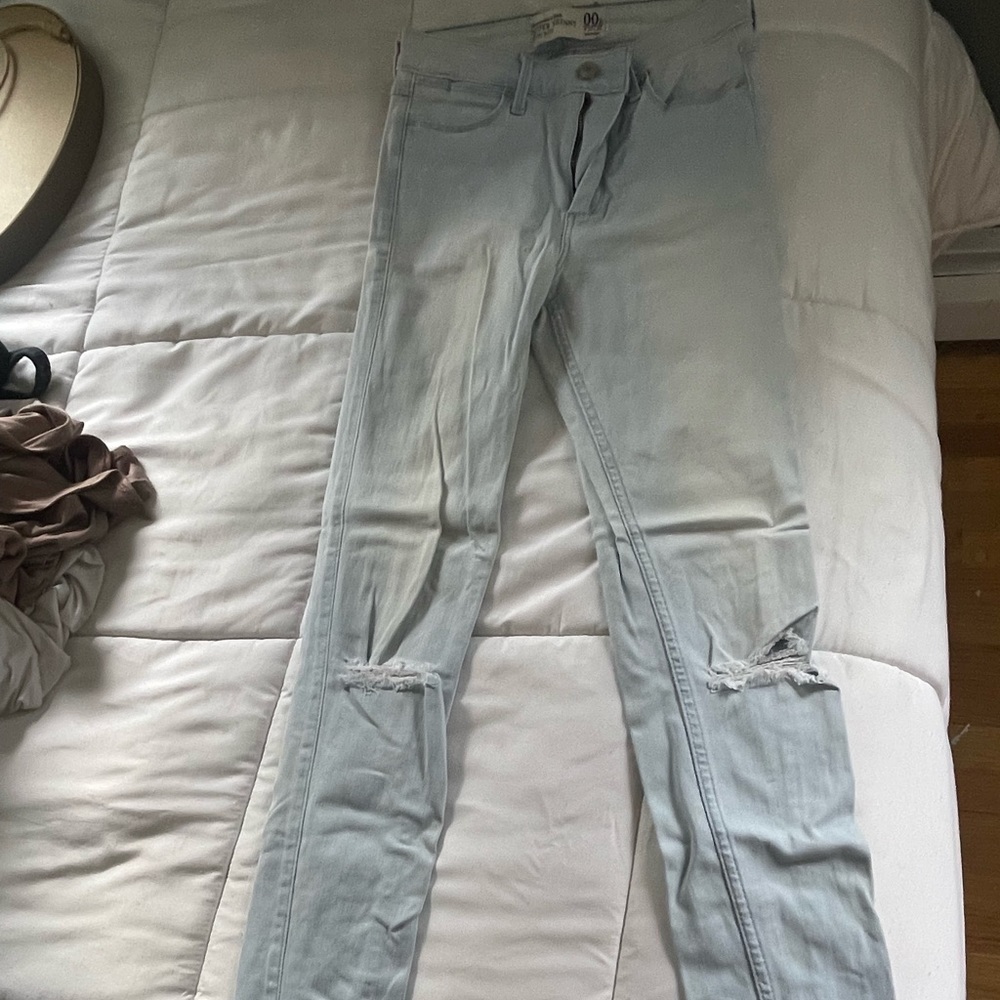 Abercrombie and Fitch distressed skinny jeans, high rise